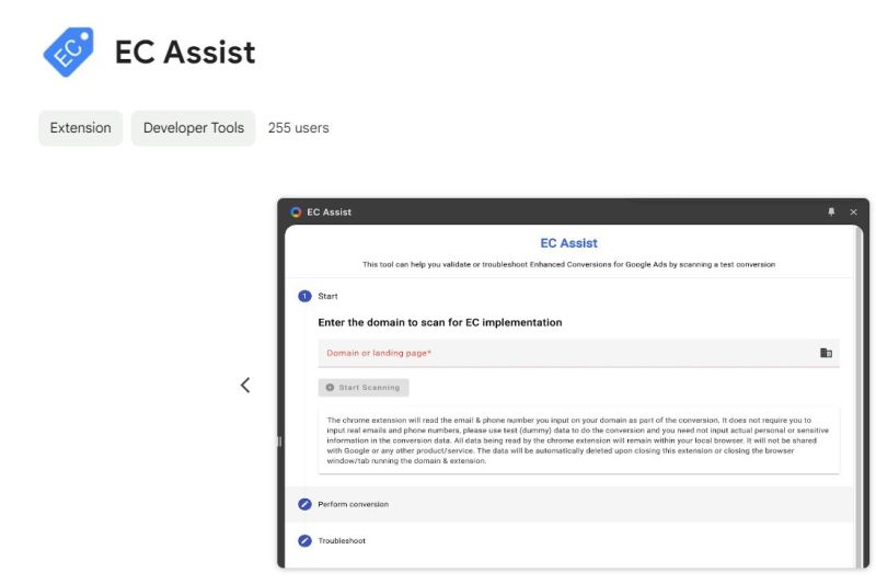 New Enhanced Conversions Assist tool