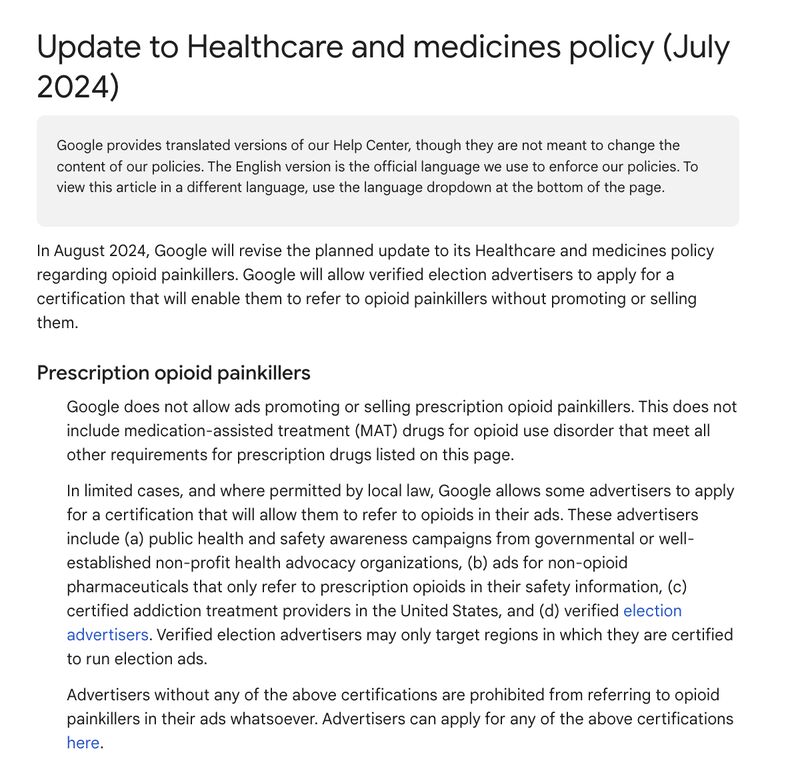 Update to Healthcare and medicines policy