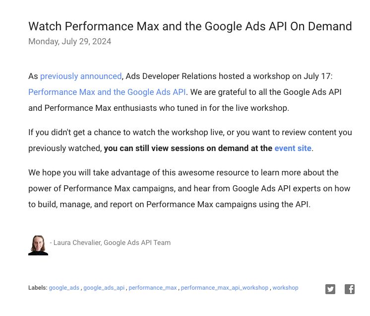 Google Promotes Latest Pmax via Google Ads API Event