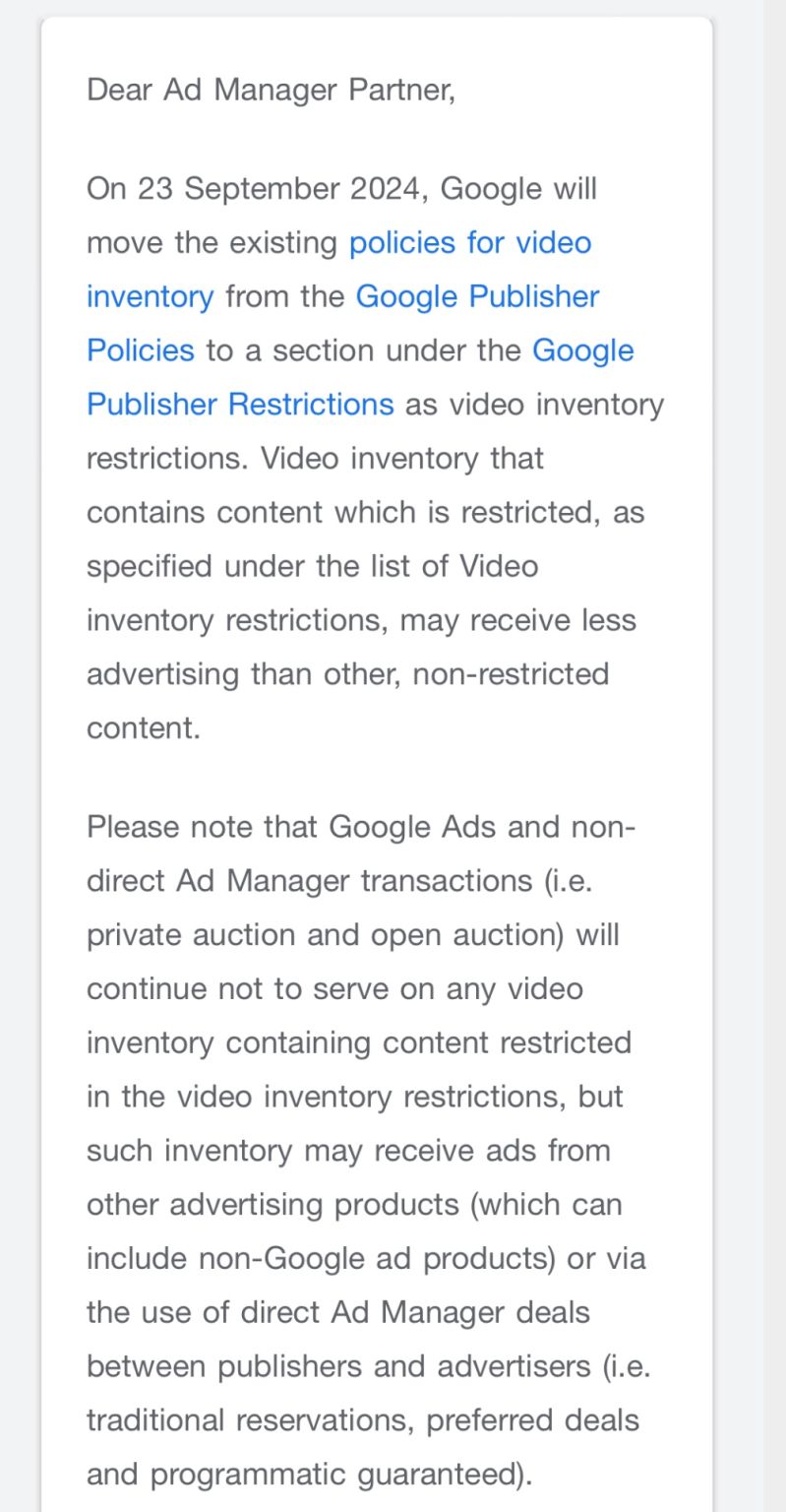 Policy for video inventory