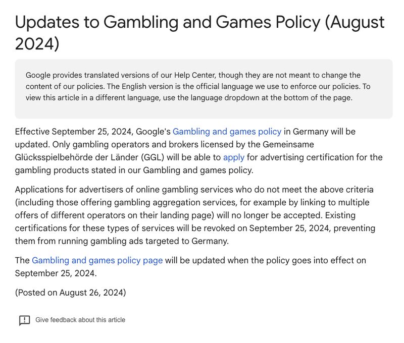 New Gambling & Games Policy Germany