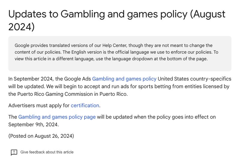 New Gambling & Games Policy USA