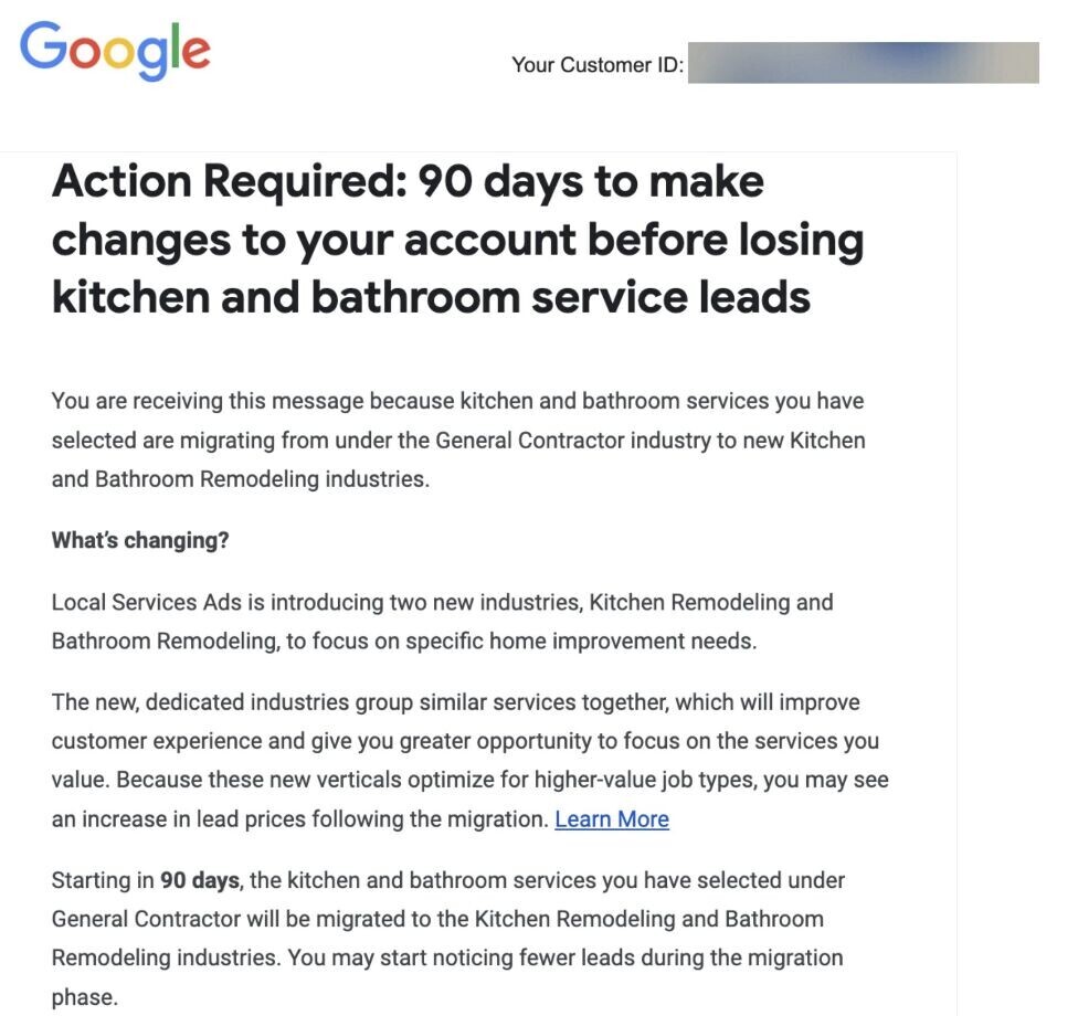 Home services local ads migrating