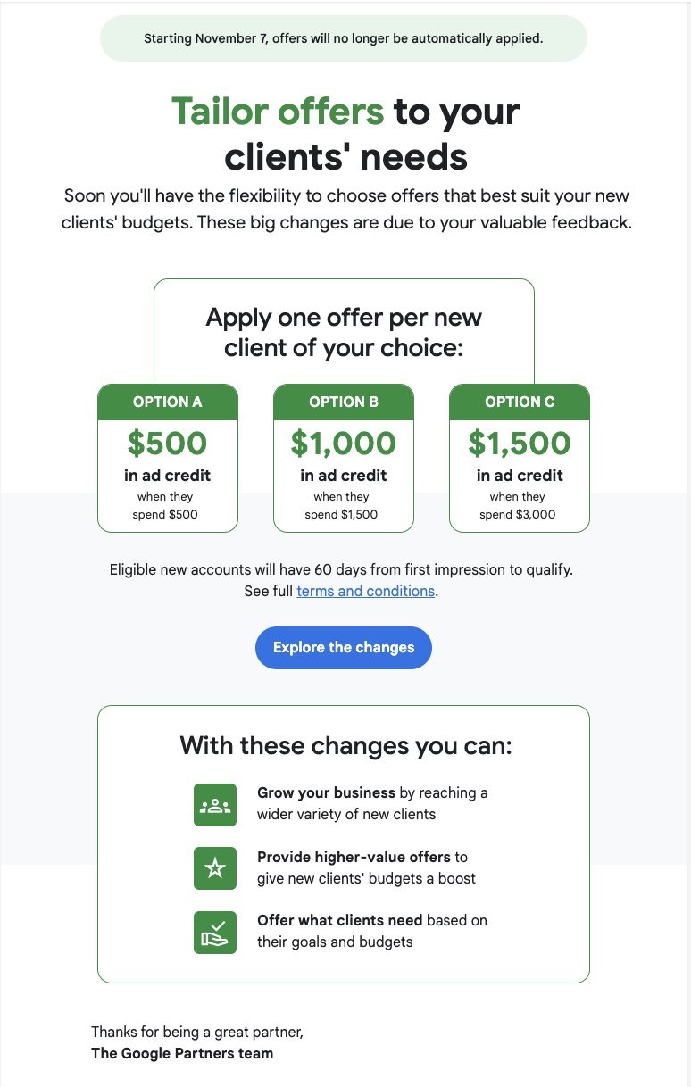 Ad Credit Change