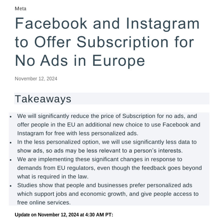 No Ads experience Meta