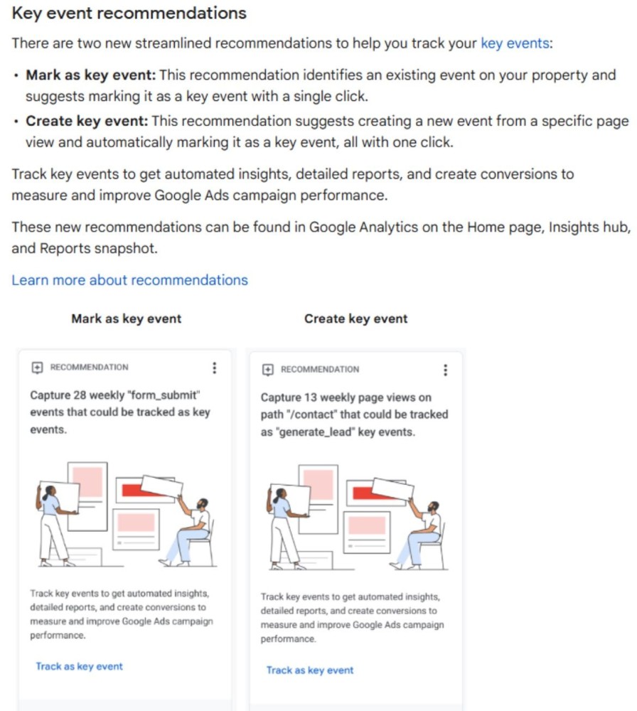 New key events recommendations