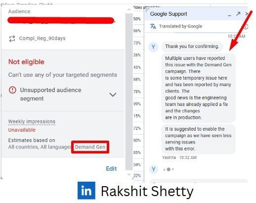 Audience Segment Errors in Demand Gen Campaigns