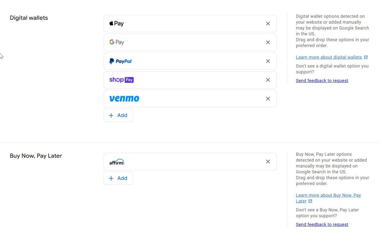 Payment methods
