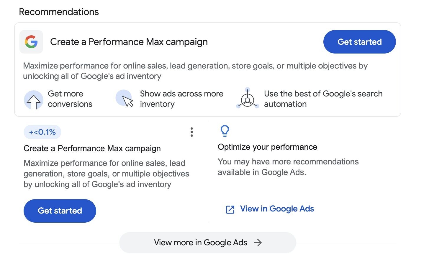 Google upgrade recommendations
