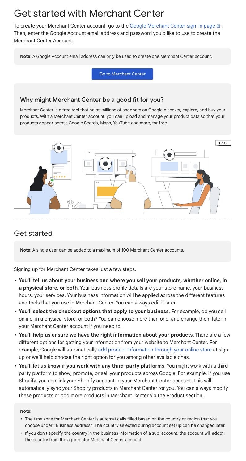 New Merchant Center Page
