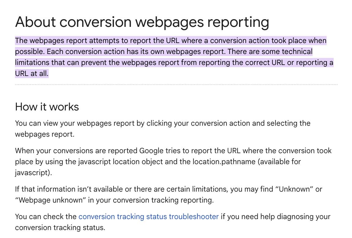 New/update on the Conversion Webpages Reporting!