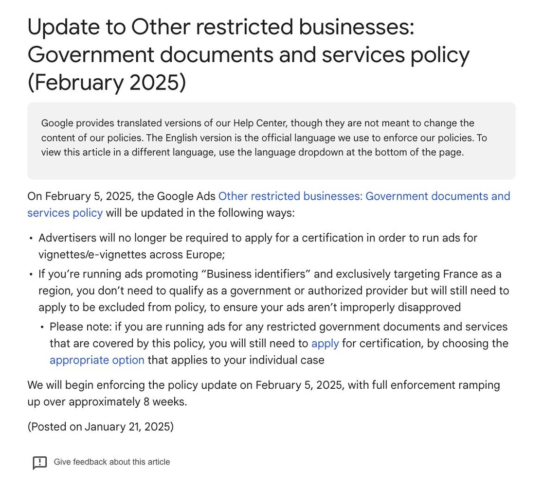Update Other Restricted Businesses