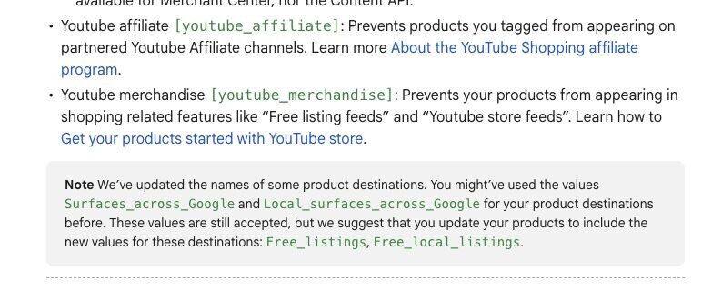 Merchant Center update