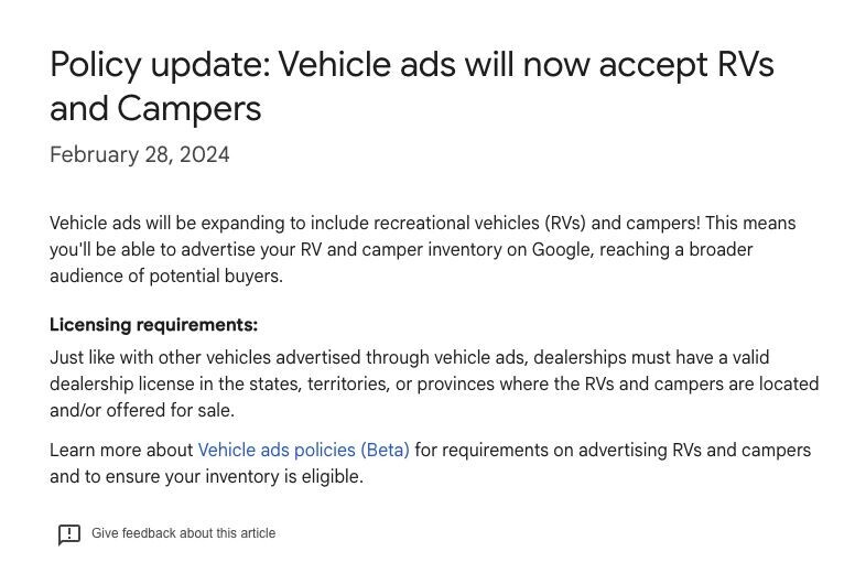 Update Vehicle Ads