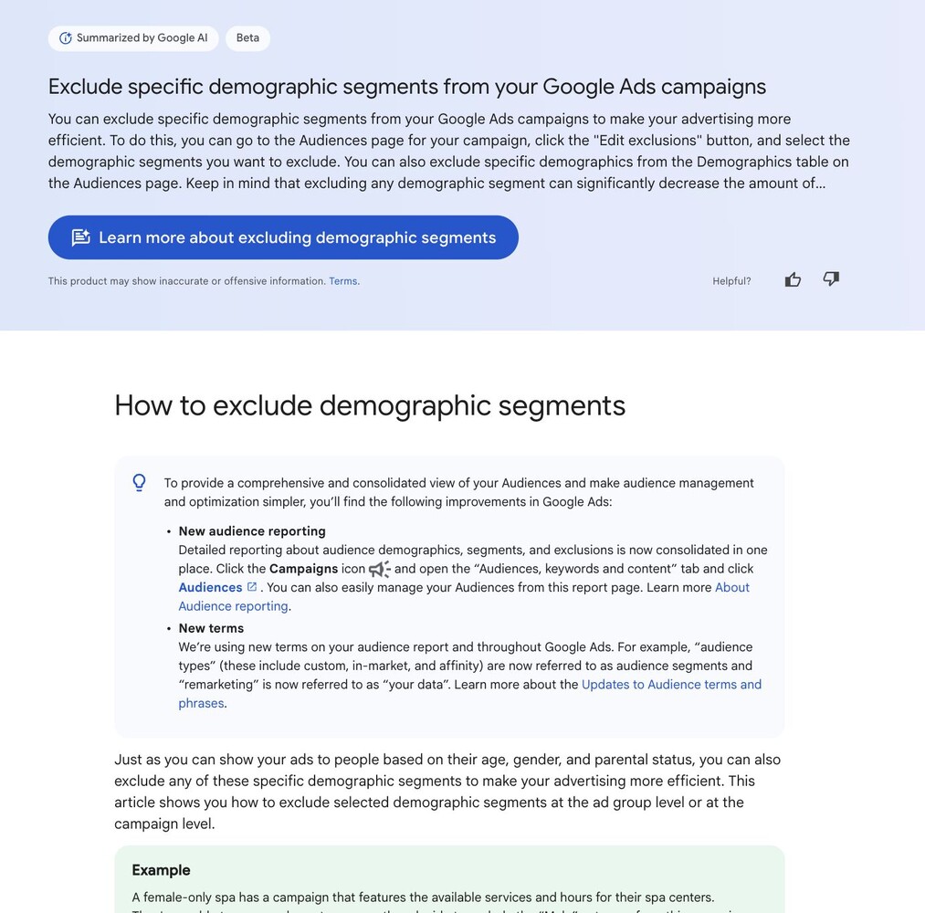 New Google Ads Help Center design