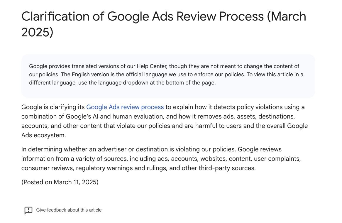 Google review change