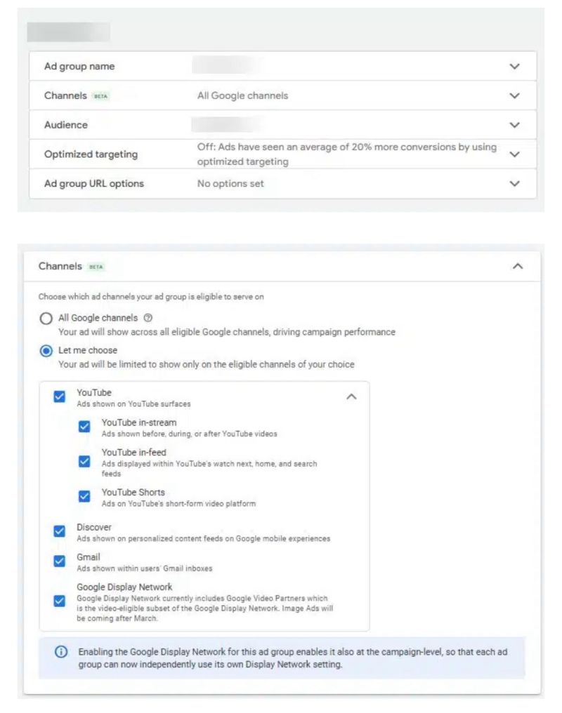Channel control for Demand Gen campaigns