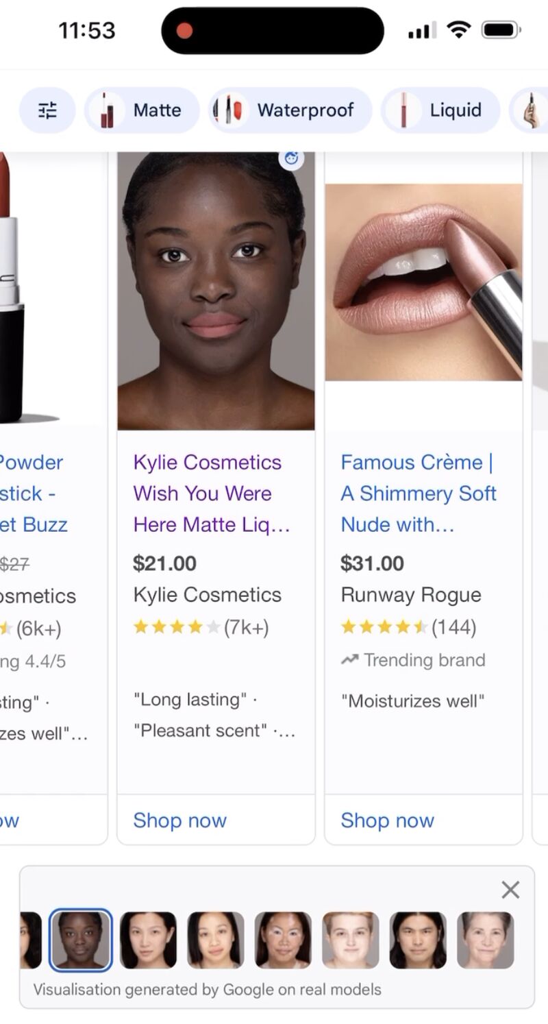 Lip stick try-on feature