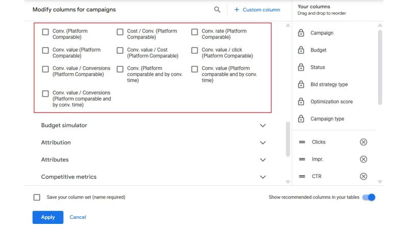 New Demand Gen columns