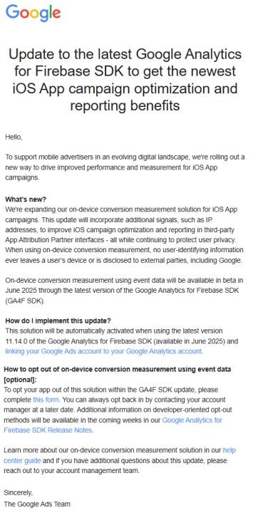 Google Analytics for Firebase SDK update (iOS)