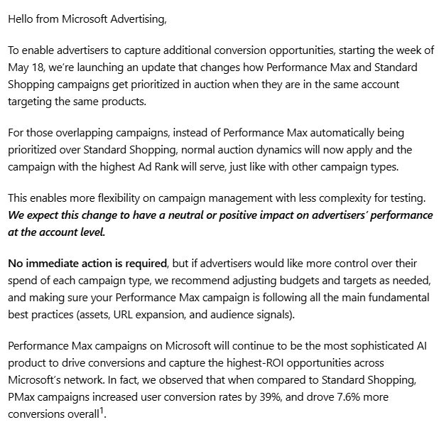 New Microsoft Advertising update