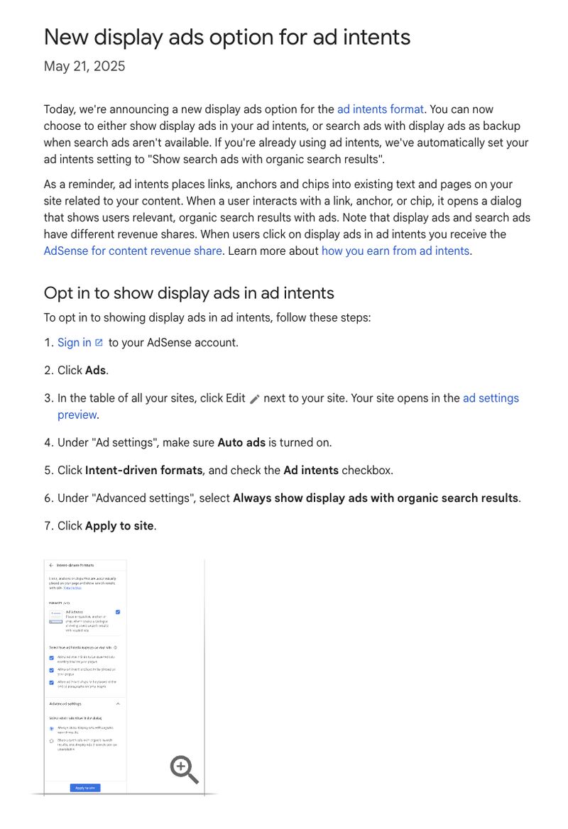 New display ads option for ad intents