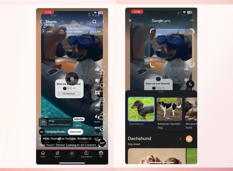 Google Lens into Shorts integration