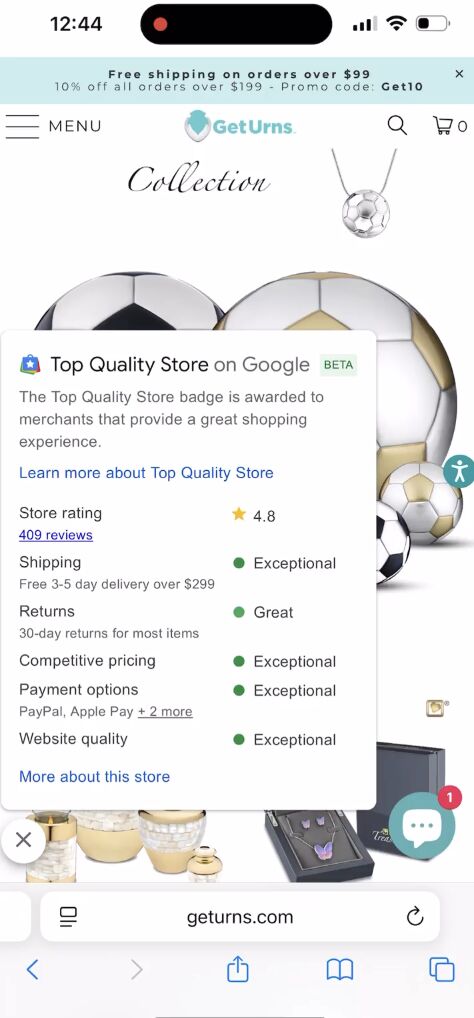 Top quality score badge