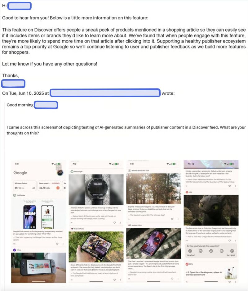Article previews update