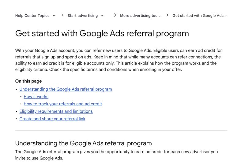Google Ads referral program