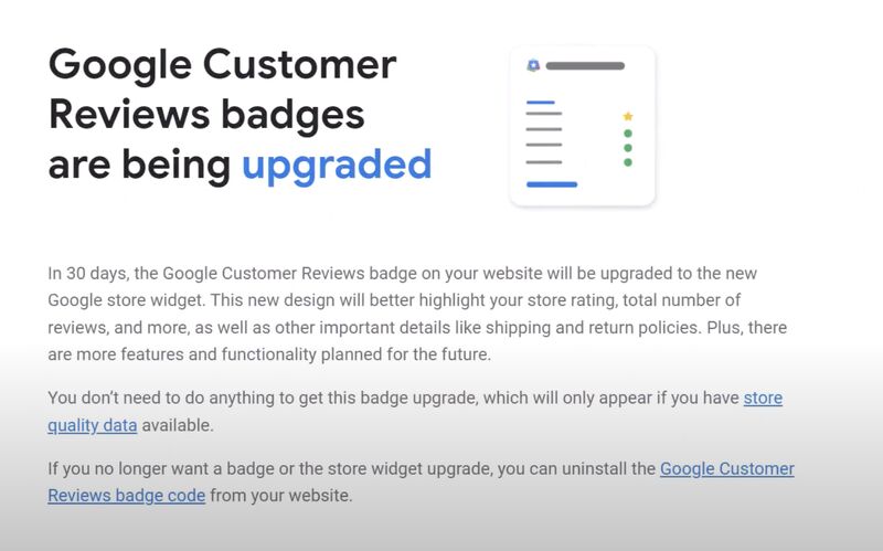 Google Customer Reviews badges are being upgraded