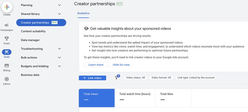 Creator Partnerships hub is live!