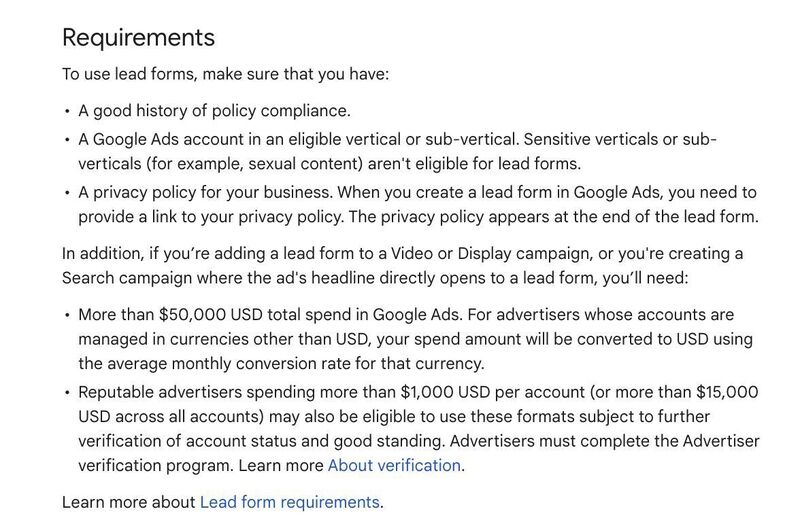 Leas Forms requirements