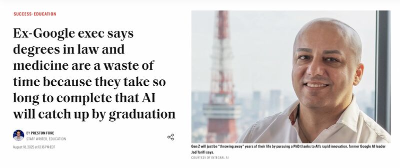 Ex-Google AI Pioneer: “PhDs Are a Waste of Time in the Age of AI”