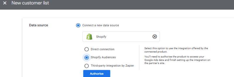 Connection source for customer lists