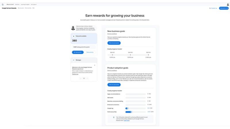 Refreshed Google Partner Rewards website