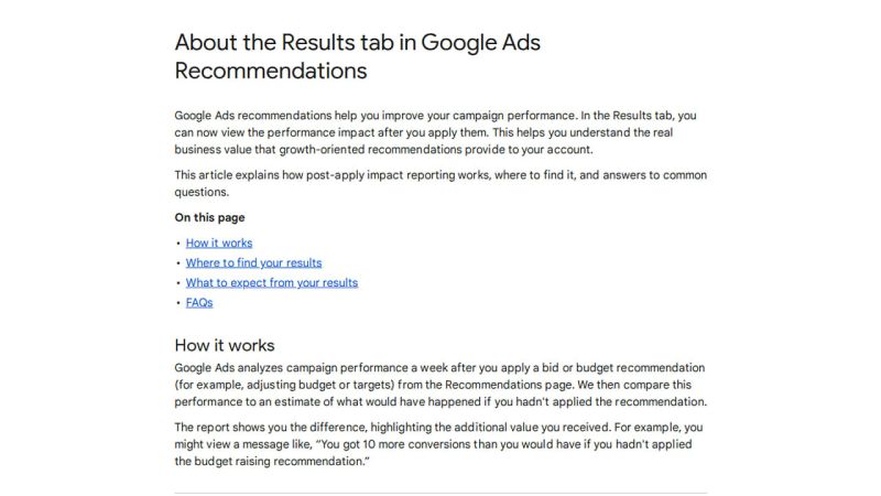 New Results tab in Recommendations