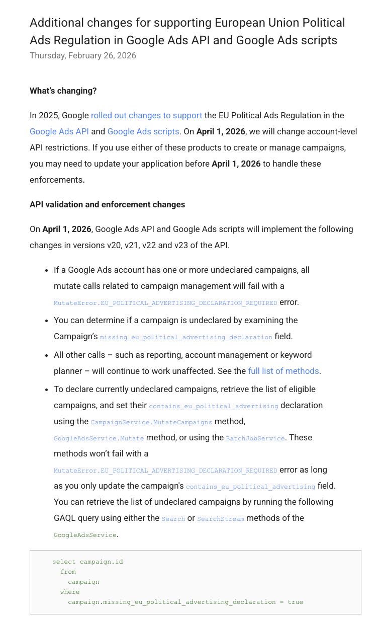 Google Ads API Update