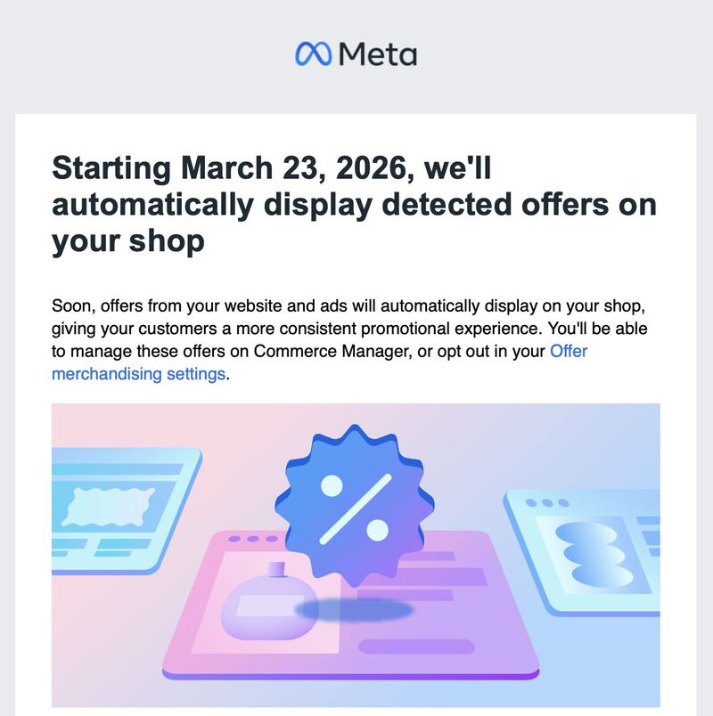 Meta auto adds offers to Shops