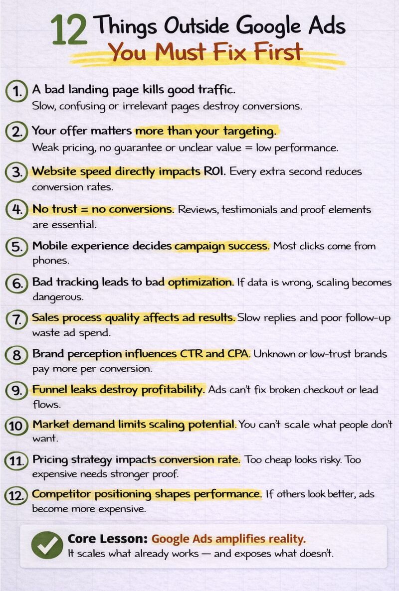 12 Things Outside Google Ads You Must Fix First
