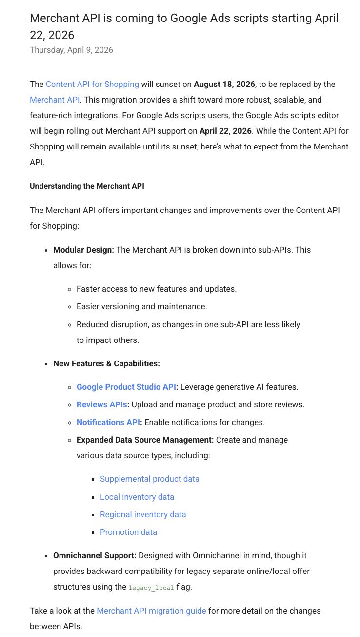 Merchant API is coming to Google Ads scripts