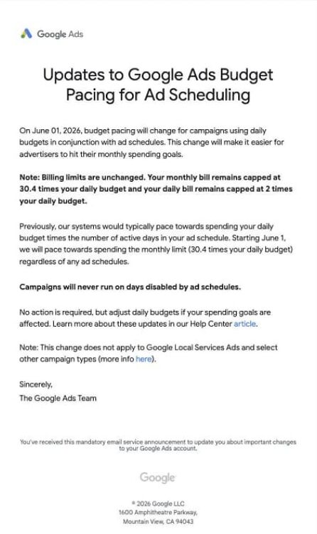 Updates to Google Ads Budget pacing for Ad Scheduling