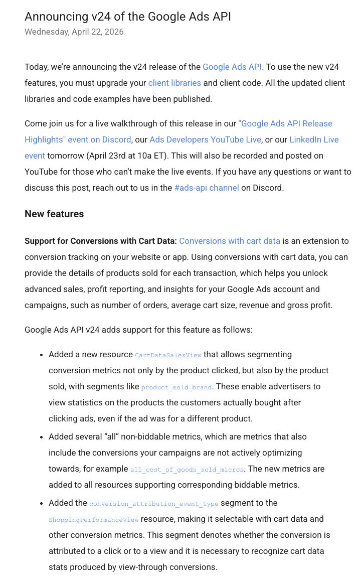 V24 of the Google Ads API