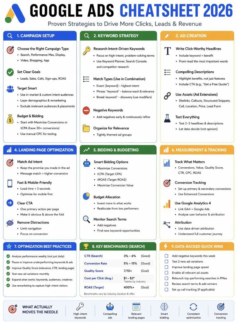 Google Ads Cheatsheet 2026