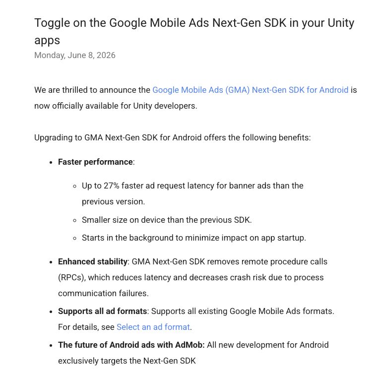 Google’s Mobile Ads Next-Gen SDK is now available for Unity