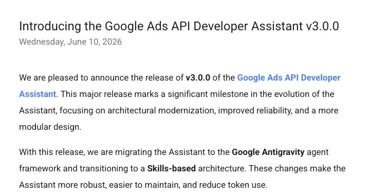 Google Ads API Developer Assistant v3.0.0 launches