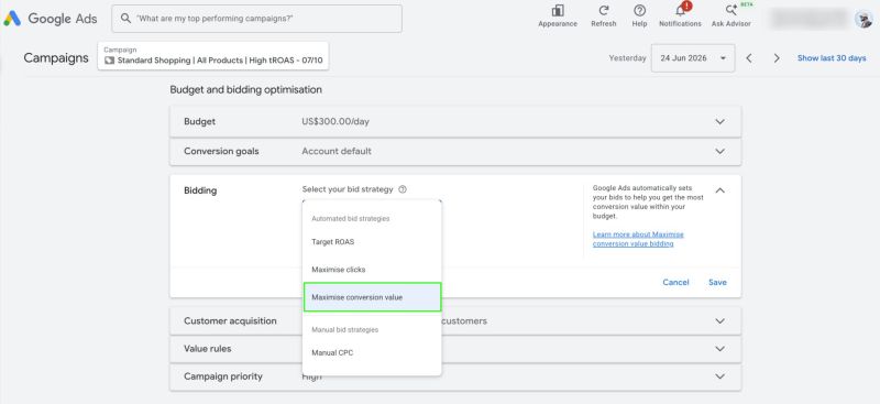 Maximize conversion value for standard shopping 🚨