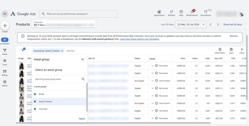 Performance Max Gets Product Reporting by Asset Group