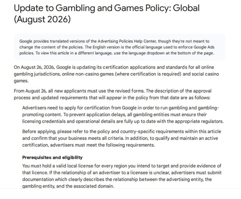 Google Tightens Gambling Ad Certification