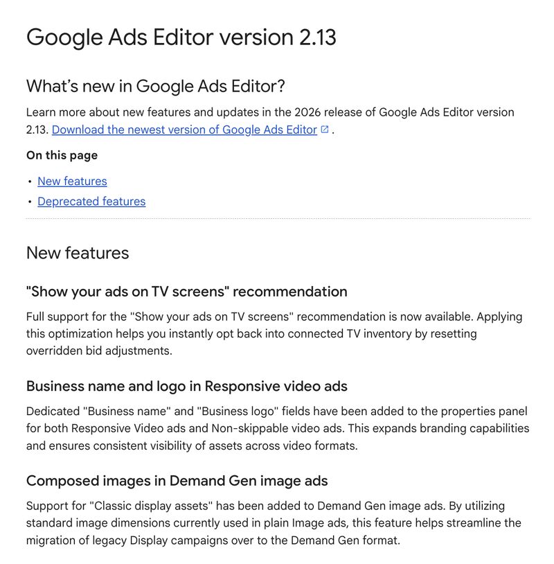 Google Ads Editor 2.13